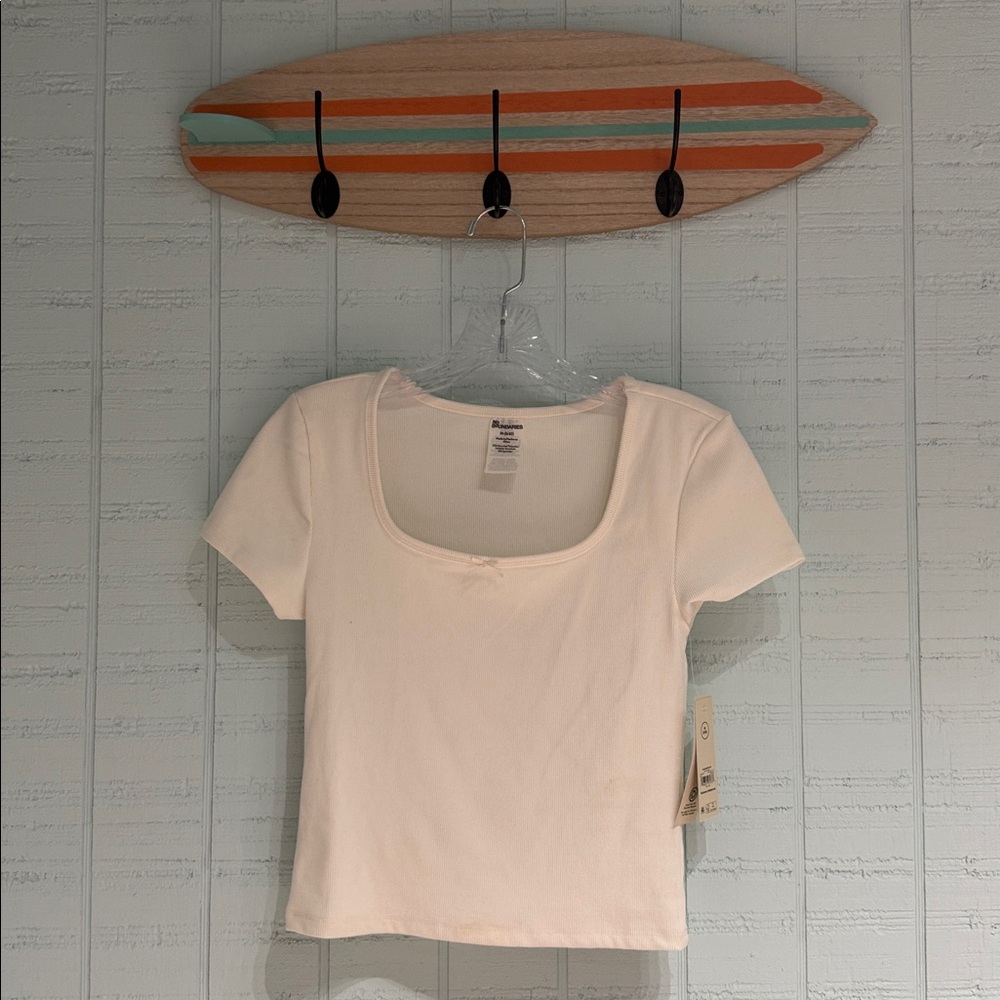 NWT No Boundaries Cream Ribbed Baby Tee